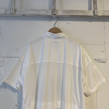 TISSU タイプライター ウエストタック切替ロングシャツ シロ