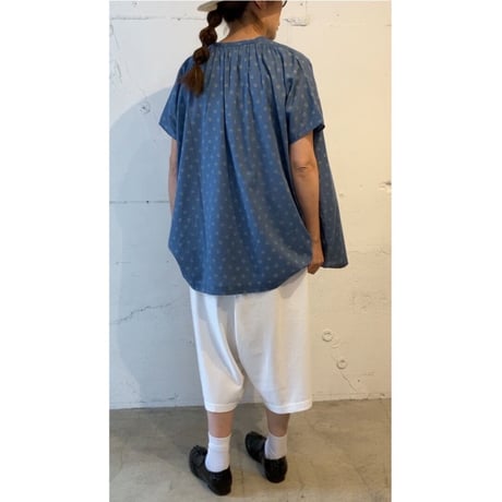 NATURAL LAUNDRY フラワーワイドチュニック シェイドブルー