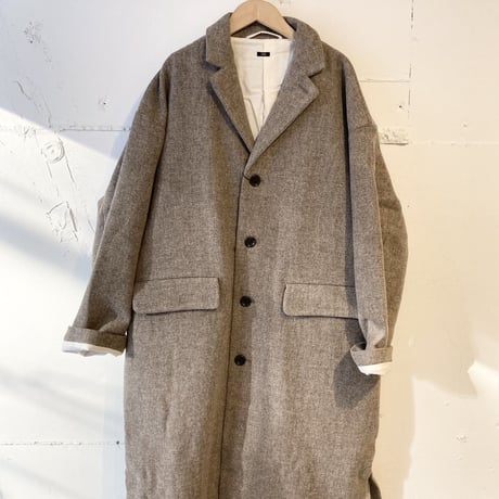 TISSU オリジナルウールへリンボン チェスターコート size3 ベージュへリンボン