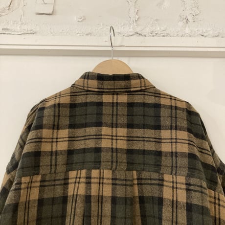 TISSU エターミンチェック ミリタリーシャツ モカチェック