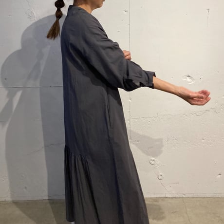 GALERIE TISSU オーガニックジョーゼット パネルワンピース シロ