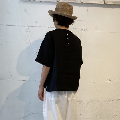 TISSU トリプルワッシャーリネン バックボタンシャツ キナリ
