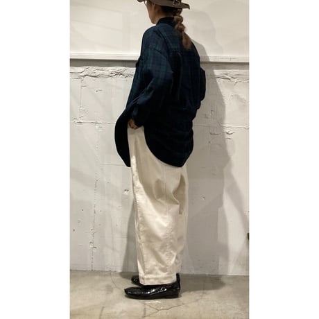 TISSU エターミンチェック ミリタリーシャツ モカチェック