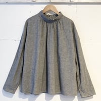 grin モノトーンチェック ハイカラープルオーバー チドリ