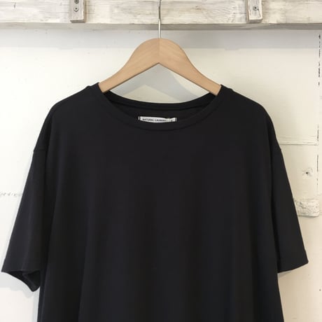 NATURAL LAUNDRY 脇ギャザーパネルワンピース ネイビー
