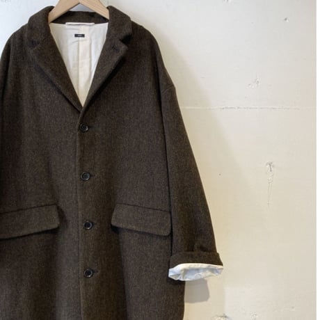 TISSU オリジナルウールへリンボン チェスターコート size3 ブラウンへリンボン
