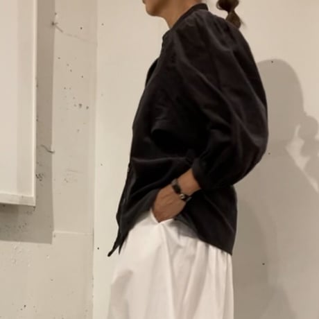 GALERIE TISSU リサイクルコーデュロイ ギャザーブラウス ダークカーキ