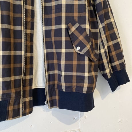 TISSU コットンツイル リブブルゾン ネイビーチェック size3