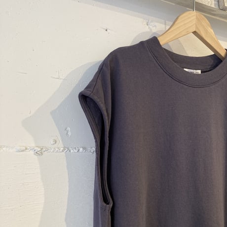 GALERIE TISSU エーゲ海オーガニック 裏毛ワンピース チャコール