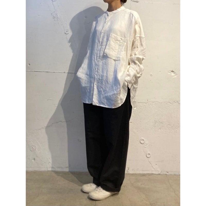 UNIVERSAL TISSU トリプルワッシャーバンドカラーシャツ UNIVERSAL TISSU トリプルワッシャーバンドカラーシャツ