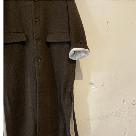 TISSU オリジナルウールへリンボン チェスターコート size3 ブラウンへリンボン