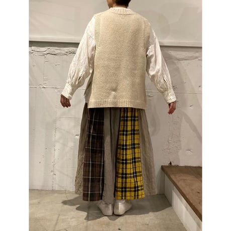 NATURAL LAUNDRY パネル シャーリングスカート ブラウン