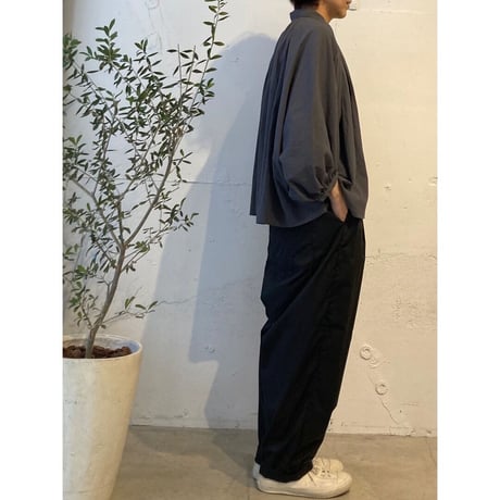 GALERIE TISSU オーガニックジョーゼット ドルマンブラウス チャコール
