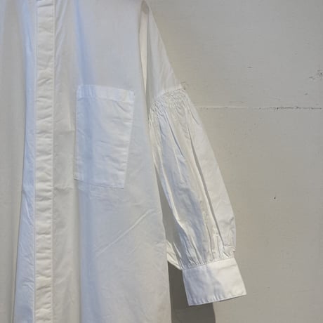 UNIVERSAL TISSU バンドカラーシャツワンピース シロ