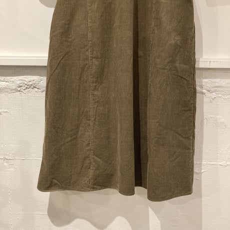 GALERIE TISSU リサイクルコーデュロイ ギャザースリーブワンピース カーキ