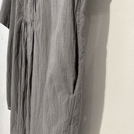 GALERIE TISSU オーガニックジョーゼット ハーフスリーブ クラシックシャツ チャコール