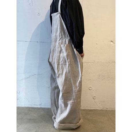 TISSU トリプルワッシャーリネンサイドギャザーサロペット size3 クロ