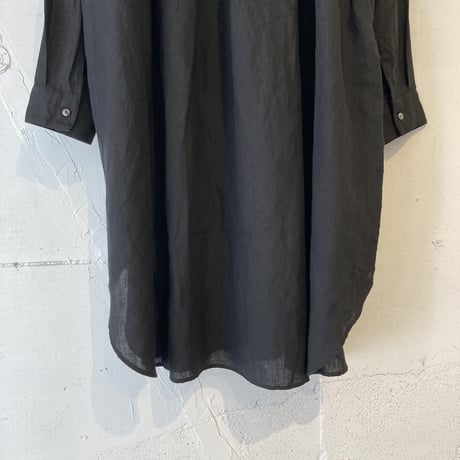 UNIVERSAL TISSU トリプルワッシャーリネン ギャザーチュニック クロ
