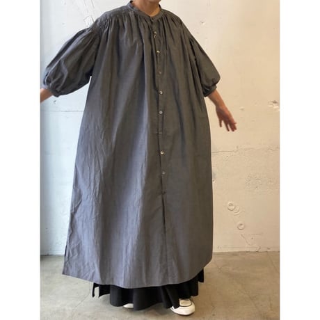 UNIVERSAL TISSU ナチュラルタイプライター ギャザーシャツワンピース ペールベージュ