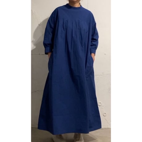 NATURALLAUNDRY スモッグタックワンピース ブルー