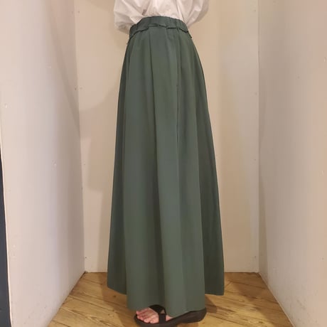 【OUVERT】強撚ガスボイルビエラカットオフベルトスカート　GREEN