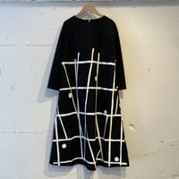 grin シルエットプリント ロングワンピース ブラック