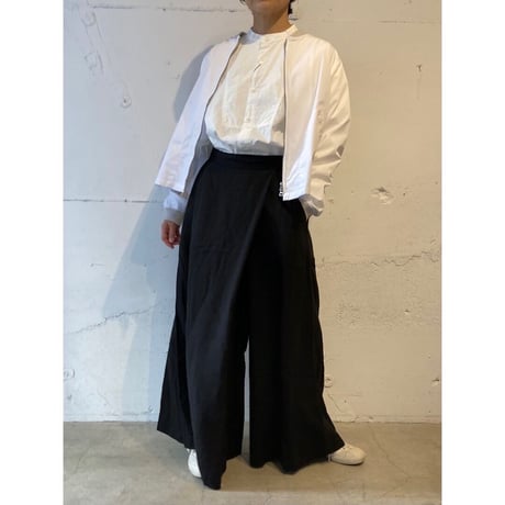 UNIVERSAL TISSU トリプルワッシャーリネンラップキュロットパンツ キナリ