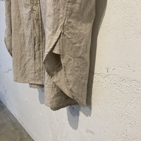 UNIVERSAL TISSU トリプルワッシャーリネン ギャザードレス キナリ