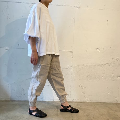 UNIVERSAL SEVEN トリプルワッシャーリネン ジョガーパンツ  クロ