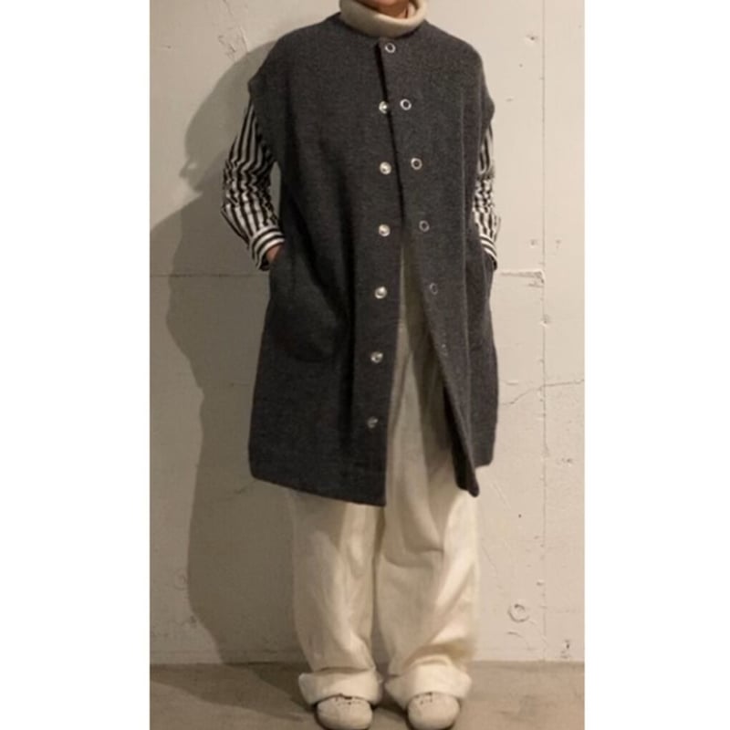 grin シープパイルボアロングベスト グレー | un de plus