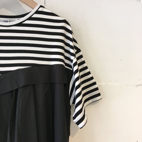 UNIVERSAL TISSU　クラシック天竺 タックワンピース　ボーダー