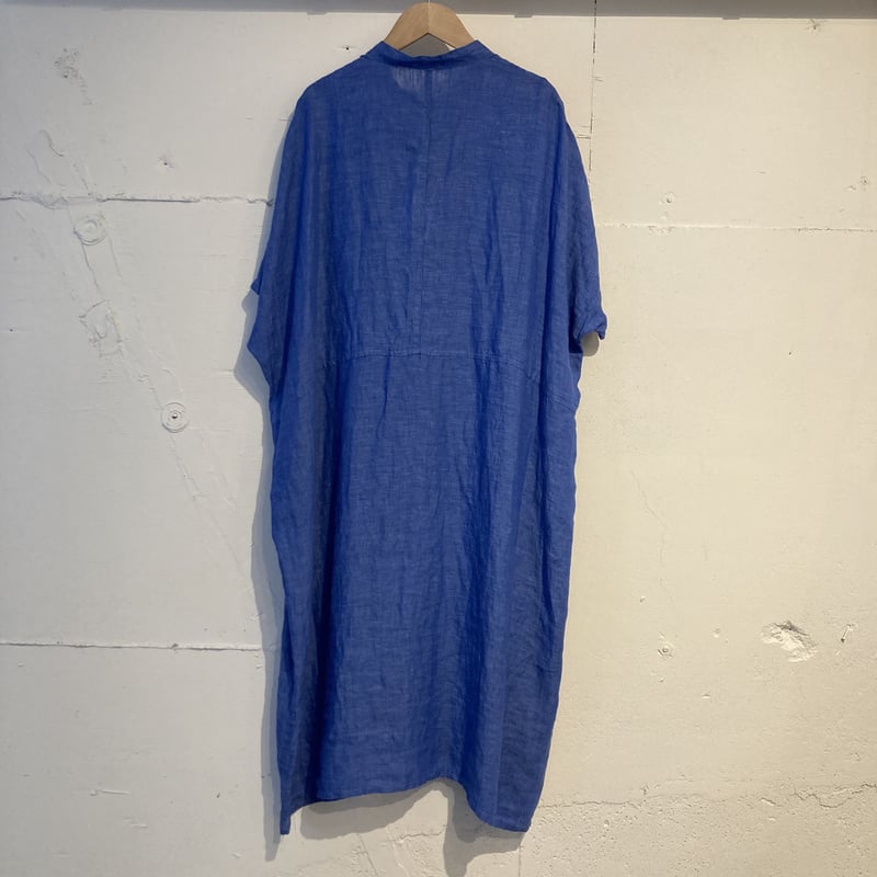 NATURAL LAUNDRY 先染めリネン ドルマンワンピース ブルー | un de plus