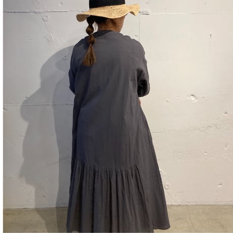 GALERIE TISSU オーガニックジョーゼット パネルワンピース シロ
