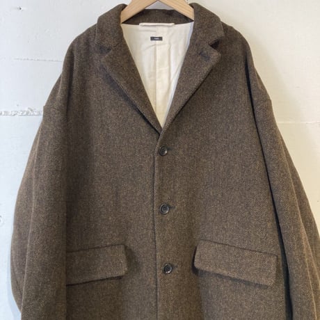 TISSU オリジナルウールへリンボン チェスターコート size3 ブラウンへリンボン