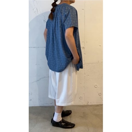 NATURAL LAUNDRY フラワーワイドチュニック シェイドブルー