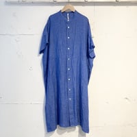 NATURAL LAUNDRY 先染めリネン ドルマンワンピース ブルー