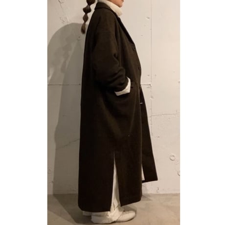 TISSU オリジナルウールへリンボン チェスターコート size3 ブラウンへリンボン