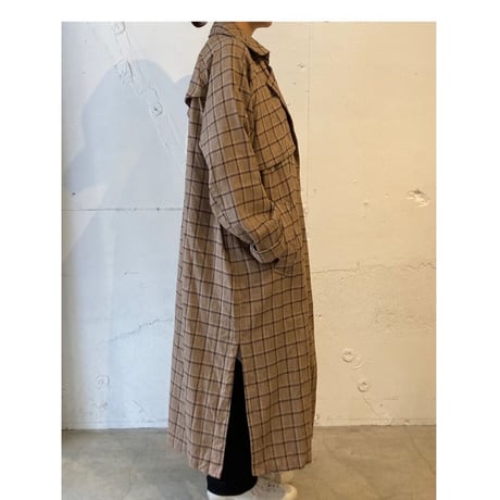 TISSU 先染めチェック ハイデンシティ エフォートレストレンチ size3　ベージュグレンチェック