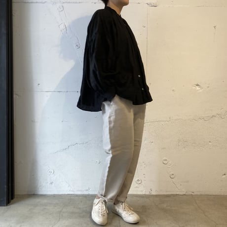 TISSU トリプルワッシャーリネン イージーテーパードパンツ size1 クロ