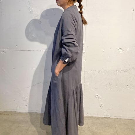 GALERIE TISSU オーガニックジョーゼット パネルワンピース シロ