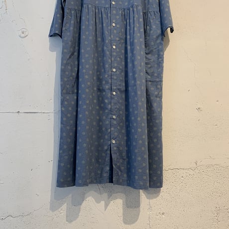 NATURAL LAUNDRY フラワーワンピース シェイドブルー