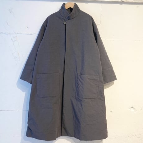 grin CLシーチング中綿ロングコート スチールグレー