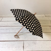 SUR MER 日傘　綿麻キャンバス 水玉（小）プリント （綿80％ 麻20％） 晴雨兼用