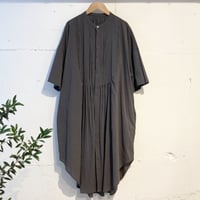 GALERIE TISSU オーガニックジョーゼット ハーフスリーブ クラシックシャツ チャコール