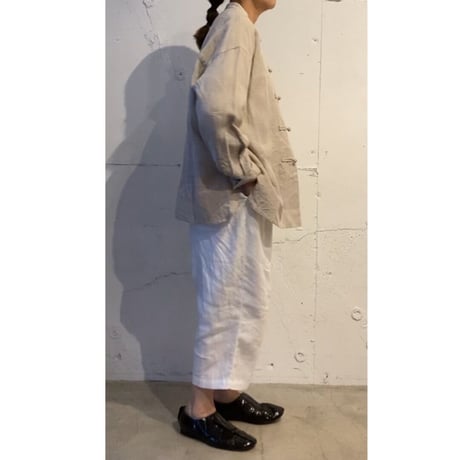 UNIVERSAL TISSU トリプルワッシャーリネン チャイナシャツ キナリ