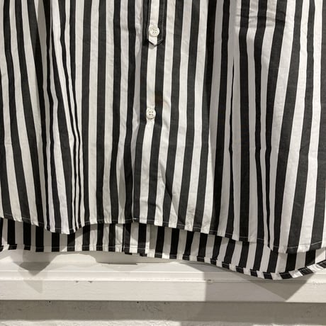 UNIVERSAL TISSU バンドカラースウィングポケットシャツ クロストライプ