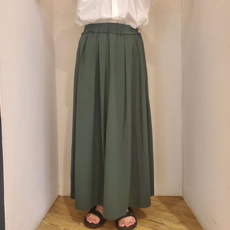 【OUVERT】強撚ガスボイルビエラカットオフベルトスカート　GREEN