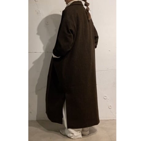 TISSU オリジナルウールへリンボン チェスターコート size3 ベージュへリンボン