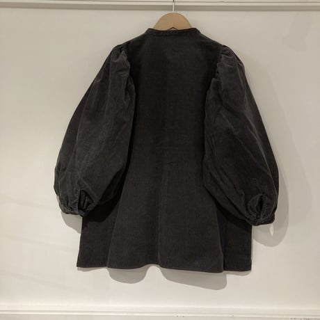 GALERIE TISSU リサイクルコーデュロイ ギャザーブラウス チャコール