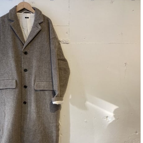 TISSU オリジナルウールへリンボン チェスターコート size3 ベージュへリンボン
